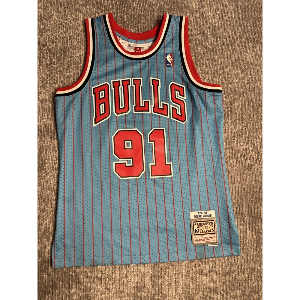 Mitchell & Ness NBA Chicago Bulls Dennis Rodman Mens Jersey Blue M Rare HTF